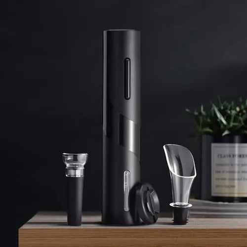 Abridor De Vinho Garrafa Automático Saca Rolhas Elétrico Cor Preto